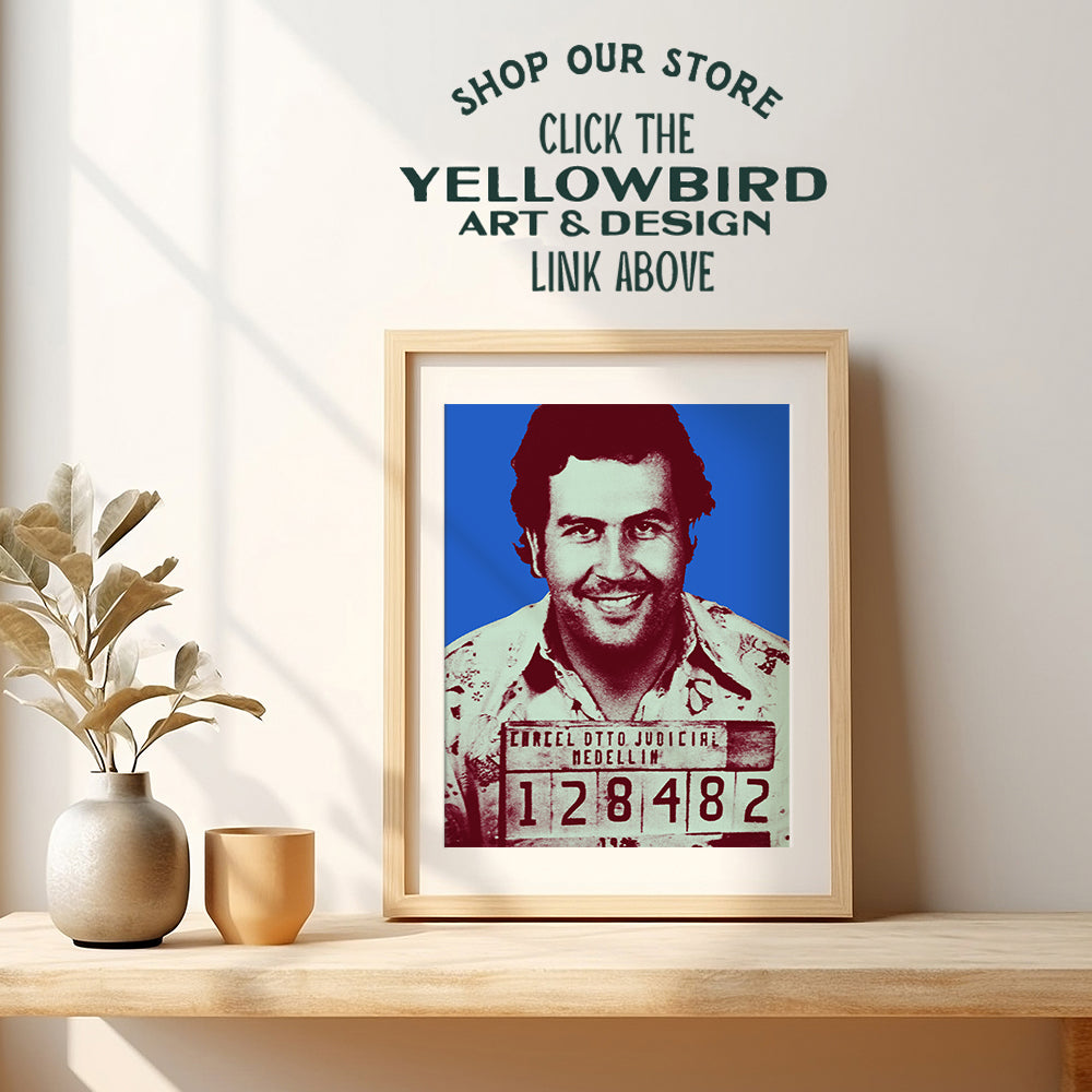 Pablo Escobar Mugshot Wall Art, Contemporary Home Decor - Andy Warhol Style Poster Print - Unique Room Decorations for Dorm Room, Apartment, Teens Room, Man Cave - A Great Gift - 8x10 Photo Unframed