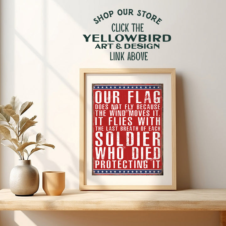 American Flag Patriotic Military Home Decor, Room Decoration Wall Art - Gift for US Veteran, Soldier, Marine, Army, Air Force, Navy, Coast Guard, Vet, Men, Women - Unframed Poster Sign Print