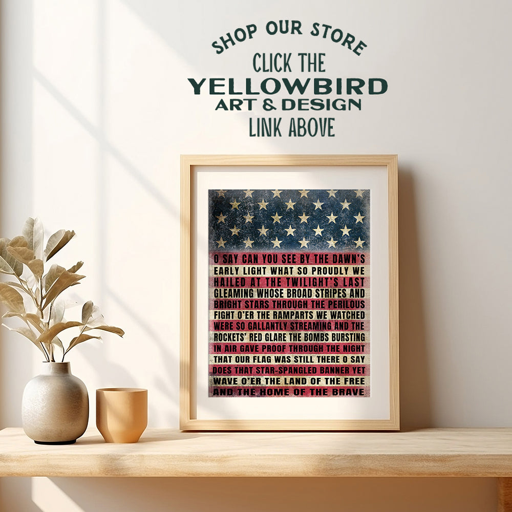 Patriotic USA American Flag Typography Wall Art Print Poster - Vintage Rustic Farmhouse Home Decor - Perfect Gift for US Military Veterans and 4th of July - 8x10 Photo Unframed