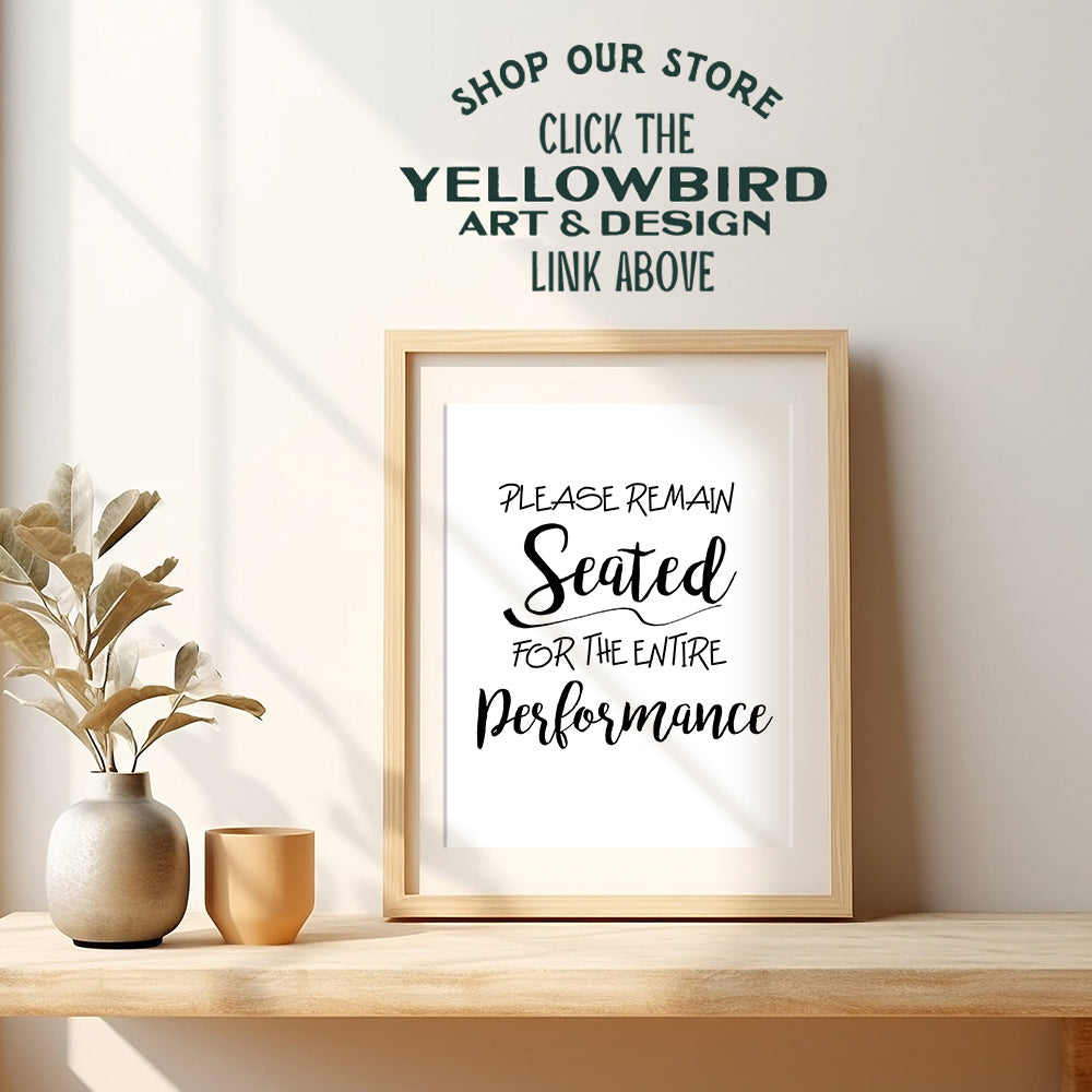 Funny Bathroom Art Print Typography - Humorous Home Decor for Bath - Unframed - 8x10 - Great Affordable Gift - Remain Seated