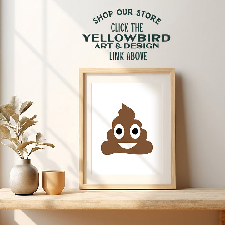 Poop Emoticon Bathroom Wall Art Print - Funny Home Decor for Bath - Makes a Humorous Gag Gift - 8x10 Photo - Unframed