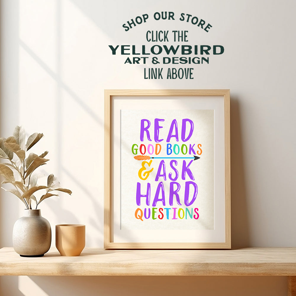 Motivational Reading and Learning Wall Art Poster - Inspirational Room Decor for Boys, Girls, Kids Bedroom, Toddler or Child Room, Home School Classroom, Library - Gift for Teachers, Moms, Dads - 8x10