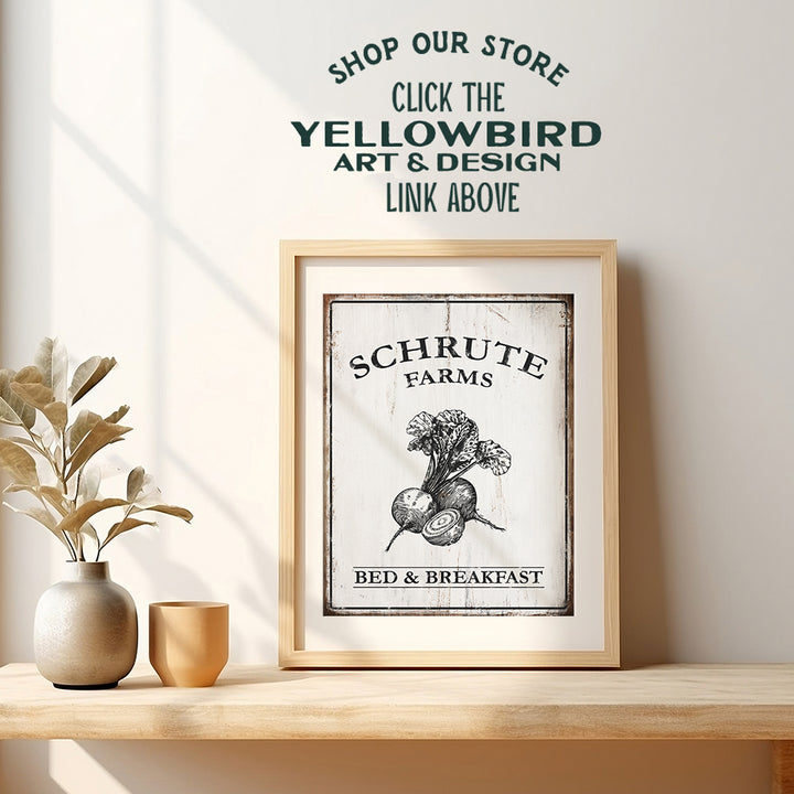 Schrute Farms Bed and Breakfast Poster Print - Funny 8x10 Wall Decor, Home Art Decoration - Unique Humorous Gift for The Office TV Show, Michael Scott, Dwight Schrute Fans - Unframed Photo Picture