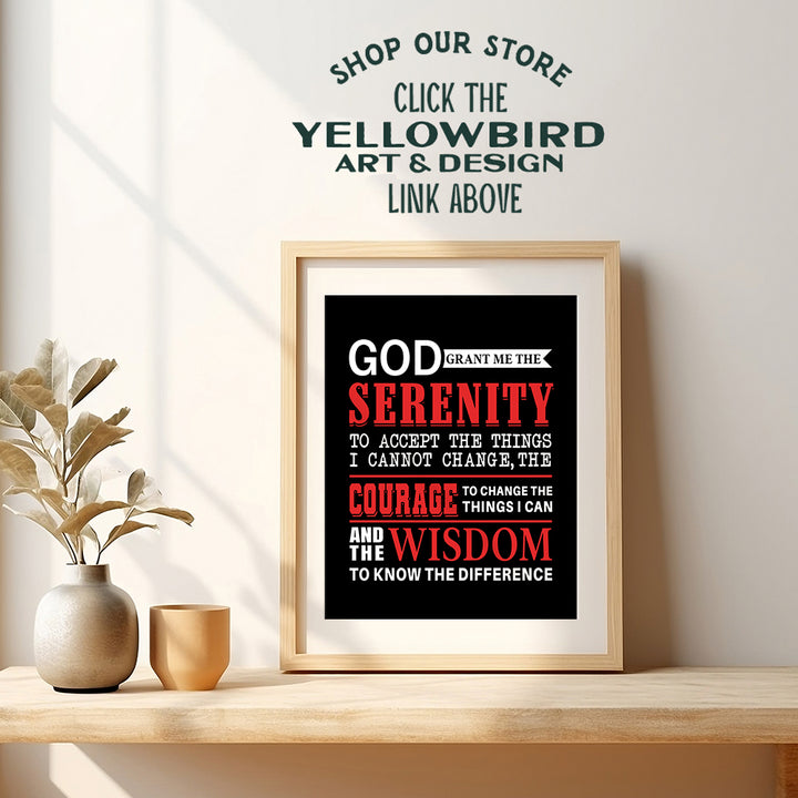 Serenity Prayer Art Print - AA Recovery Wall Art Poster - Perfect Gift for 12 Step Participants - Unique Home Decor for Kitchen, Bedroom, Man Cave, Office - 8x10 Photo Unframed