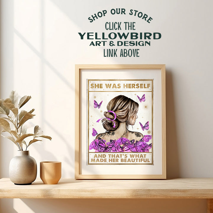 Inspirational Boho Wall Art for Women - Pink Purple Bedroom Living room Home Decor - Motivational poster - Positive Quotes Wall Decor - Daughter Gifts - Women's empowerment - Yellowbird Art & Design