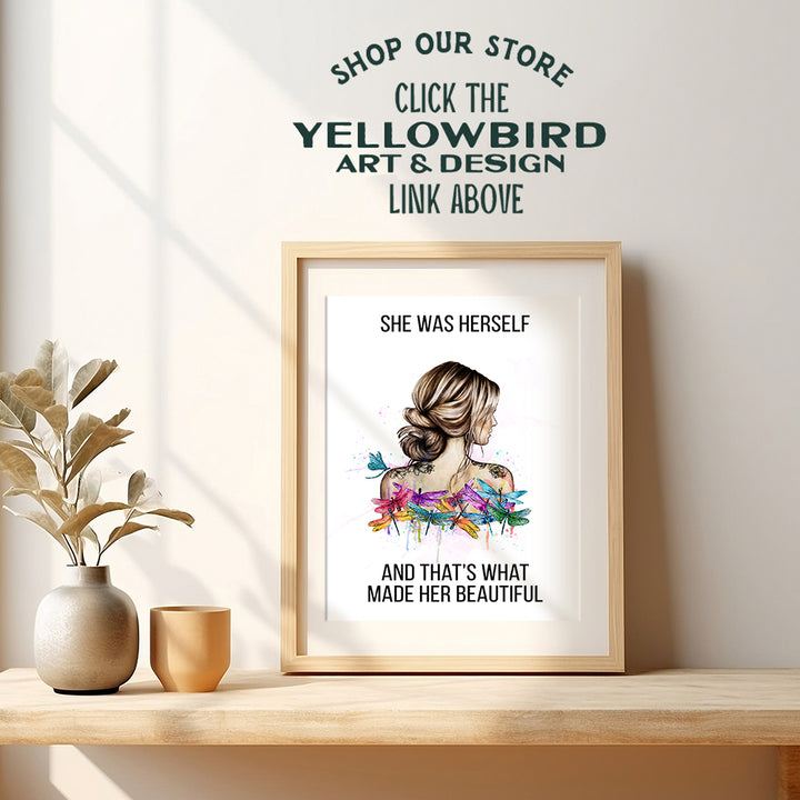 Inspirational Wall Decor for Women - Positive Quotes Wall Art - Boho-chic Wall Art - Motivational poster - Motivational Quotes Wall Decor - Encouraging Wall Art - Yellowbird Art & Design - Dragonfly