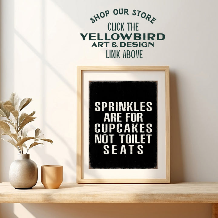 Bathroom Decor with funny Sayings - Rustic Bathroom Wall Decor - Men Man Cave Wall Art - Black Bathroom Decorations - funny Quotes Boho Bathroom Sign, Powder room Accessories - Yellowbird Art & Design