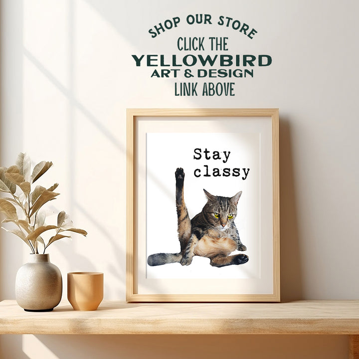 Cat Wall Art Decor - 8x10 Poster Photo Print for Bathroom, Home or Apartment Decoration - Funny Gift for Cat Lovers, Animal Lovers, Pet Owners, Kitty or Kitten Fans