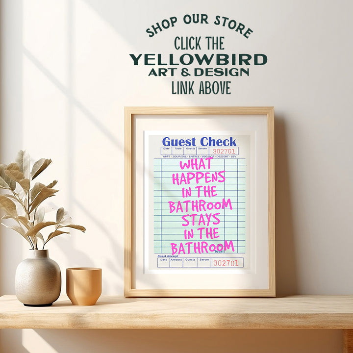 Preppy funny Bathroom Wall Art - Bathroom Decor for Women - Trendy Pink Bathroom Accessories - Cute Bathroom Decor Aesthetic - Indie Pop art Restroom Sign - Funky Bathroom Decor - Powder room Poster