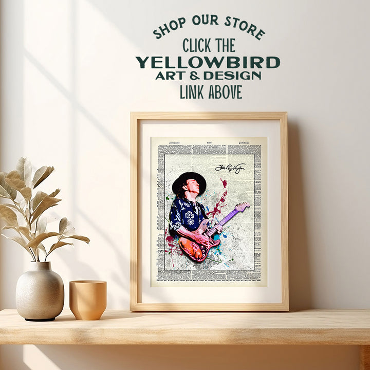 Stevie Ray Vaughan Unframed Wall Art Print - Great Gift for Music and Rock n Roll Fans - Cool Steampunk Home Decor - Ready to Frame (8x10) Vintage Photo