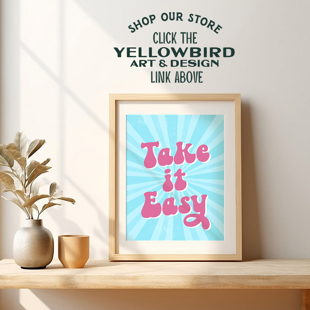 Preppy positive Quotes Wall Decor - 60s Retro Aesthetic Room Decor - Trendy Wall Art for Women, Woman, Teen Girls, College Dorm Room Decor - 70s Hippie Light Blue and Pink Self-care Sayings Poster