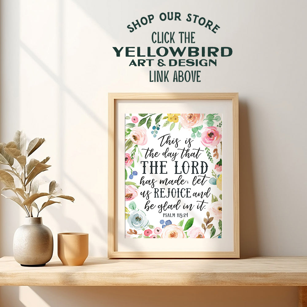 This Is The Day The Lord Has Made Sign - Christian Bible Verse Wall Art - Religious Scripture Wall Decor Poster Print for Bedroom, Living Room, Kitchen - Floral Art for Women, Her, Wife, Girlfriend