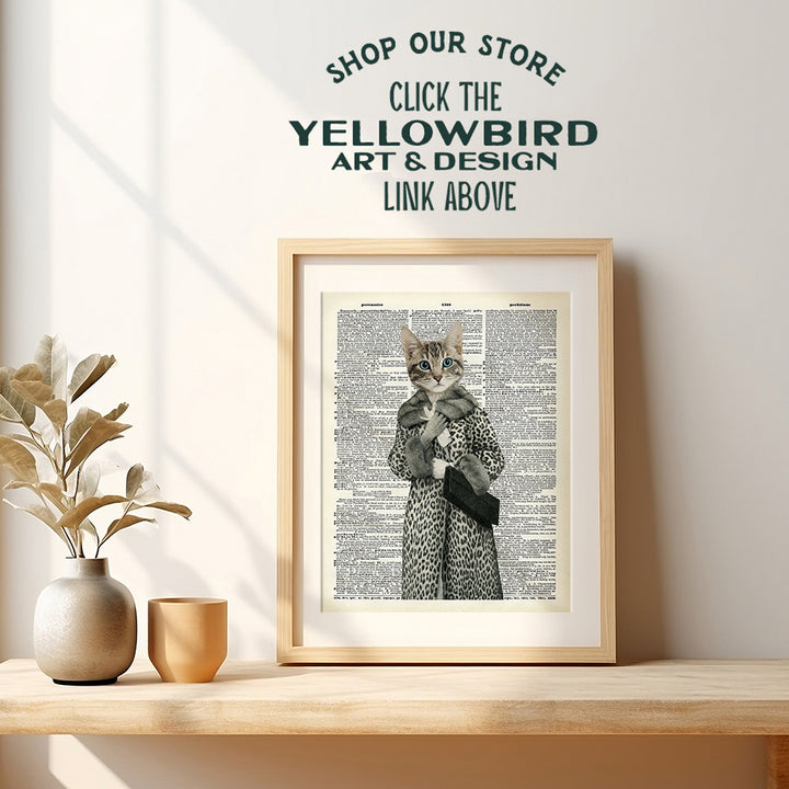 Glamour Fashion Cat Wall Decor - Cat Wall Art - Photo Picture for Veterinarian Office - Chic Glam Gift for Pet, Animal, Kitty, Kitten Cat Lover, Vet, Designer Couture Fan - 8x10 Poster Print