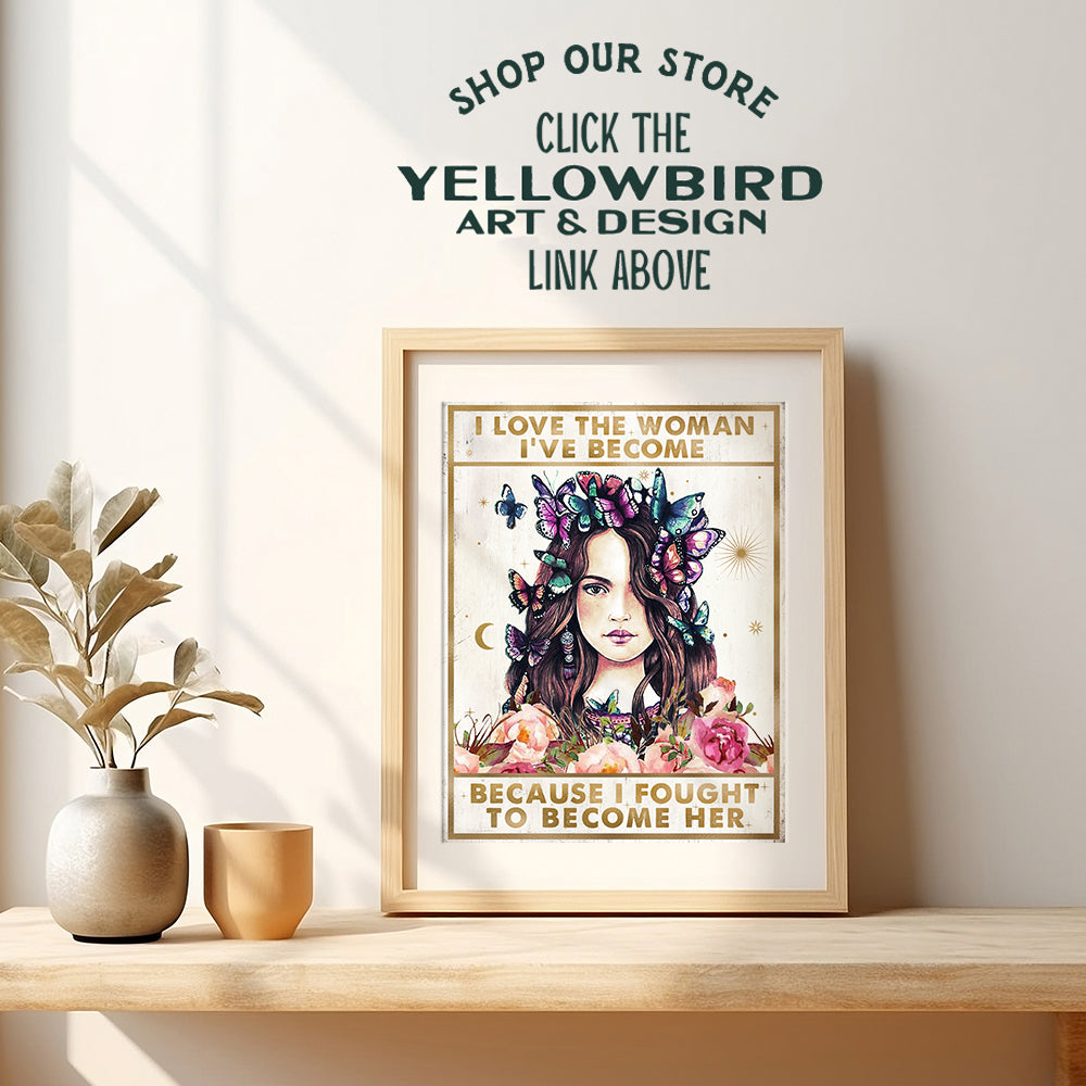 Inspirational quotes Butterflies Wall Decor - Women's empowerment Motivational poster - Love Myself positive Affirmations for Girl, Teen, Woman - Encouraging Personal Growth Boho Wall Art for Women