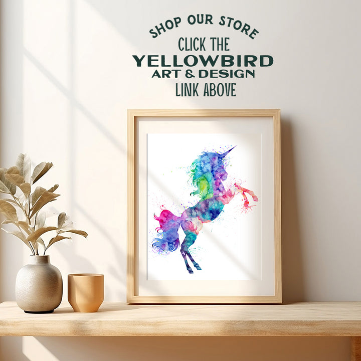 Unicorn Watercolor Wall Art Print - 8x10 Unframed Photo - Perfect Gift for Girls Room, Chic Home Decor