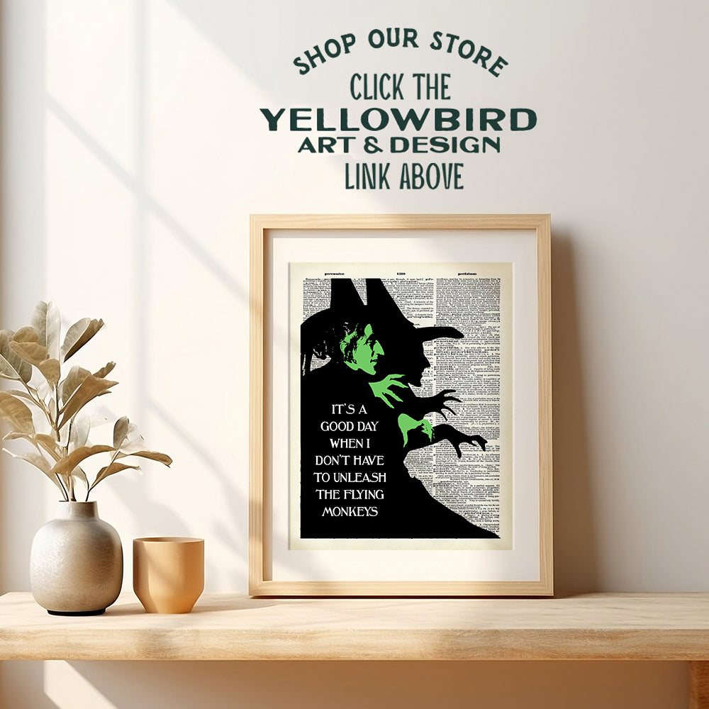 Funny Wizard of Oz Dictionary Art - 8x10 Wicked Witch Wall Decor, Home Decoration, Apartment or Office Poster- Cool Unique Gift for Mom, Boss, Manager - Unframed Picture, Photo, Print