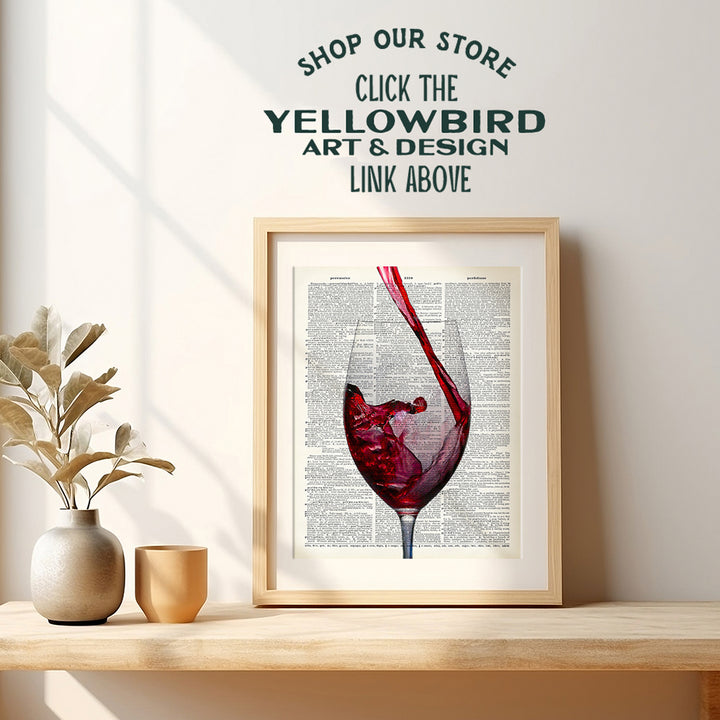 Upcycled Wine Dictionary Wall Art Prints - 8X10 Vintage Unframed Photo - Perfect Gift for Game Room, Bar, or Man Cave Decor