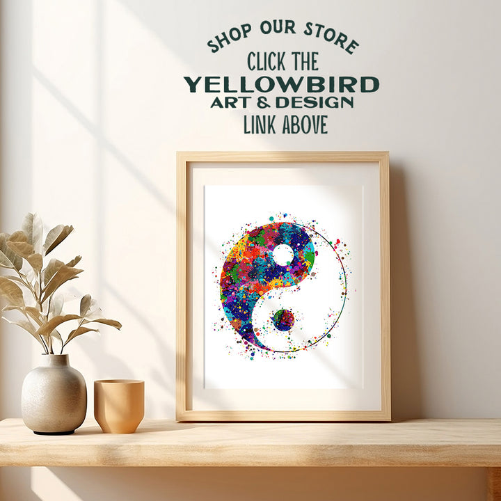 Yin Yang Inspirational Zen Watercolor Art Print - 8x10 Unframed Photo - Motivational Gift for Meditation, Buddha Fans, Buddhists - Unique Spiritual New Age Home Decor