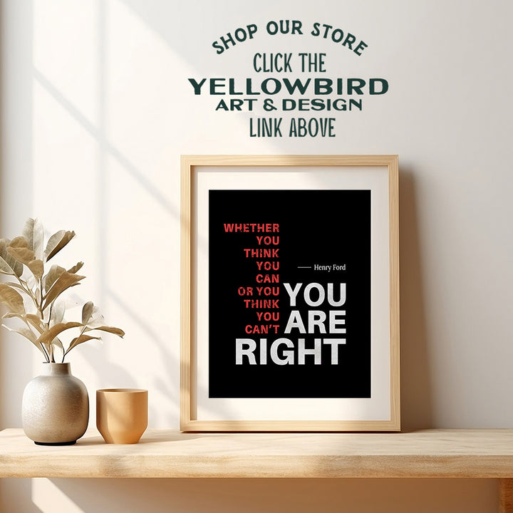 Motivational Quote Art Print Wall Art Poster - 8x10 Inspirational Home Decor, Room Decoration for Office, Classroom - Gift for Parenting, Teacher, Entrepreneur - Henry Ford Quote