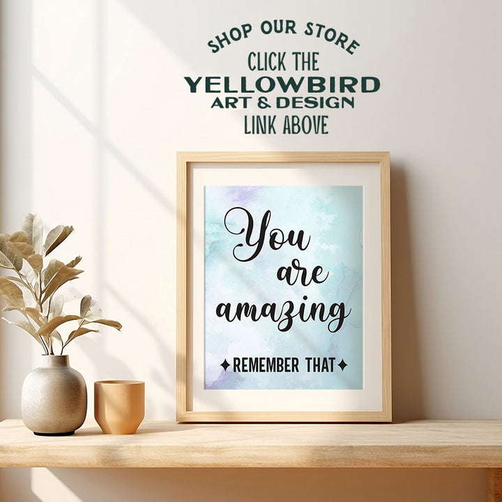 You Are Amazing Typography - Unframed Watercolor Wall Art Print - Makes a Great Gift for Teachers - Chic Home Decor - Inspirational and Motivational - Ready to Frame (8x10) Photo