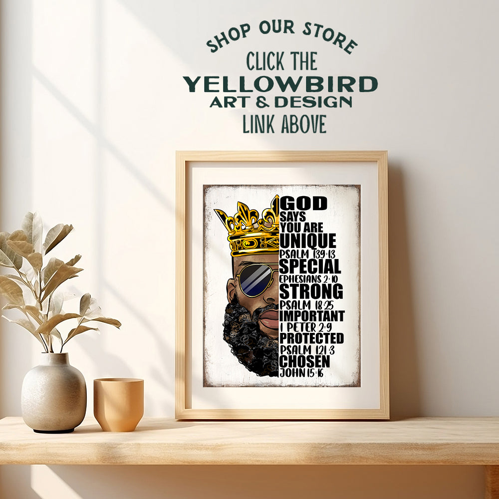 Bible Verse Gifts for Black Men - Christian Art - Psalms Inspirational Wall Decor - masculine Motivational Wall Art for Men's Bedroom, Man cave, Apartment - Religious Wall Decor for African Americans