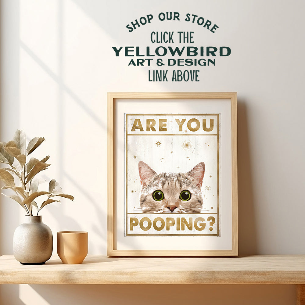 Cute Cat Bathroom Wall Art - Bathroom Wall Decor - Bathroom Decor Pictures for Women Men Kids - Modern Bathroom Accessories - Restroom Sign - Powder room decoration - Cat Lovers Funny Bathroom Decor