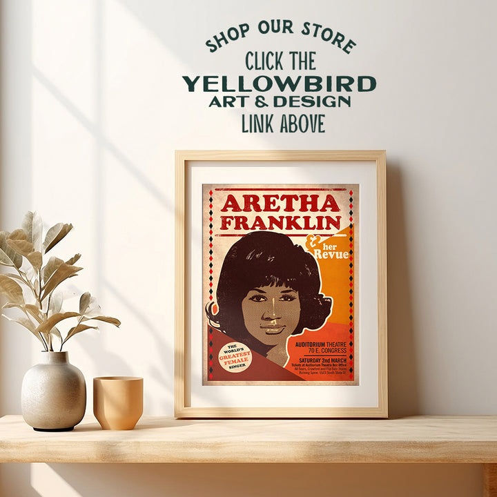 African American Aretha Franklin Decor - Motown R&B Gospel Music Wall Art - Vintage Concert Poster - Afro Black Culture - African American Women - Black Art - Black History