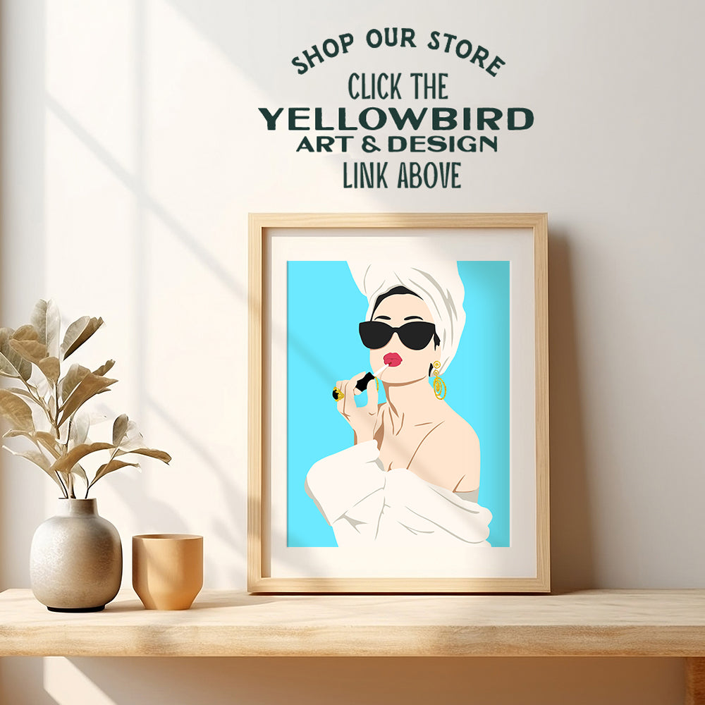 Audrey Hepburn Wall Art - Blue Bathroom Decor for Women - Audrey Hepburn Poster - Glam Bathroom Decor - Cute Bathroom Decor for Teen Girls - Bathroom Accessories - Bath Wall Decor - 8x10 Unframed