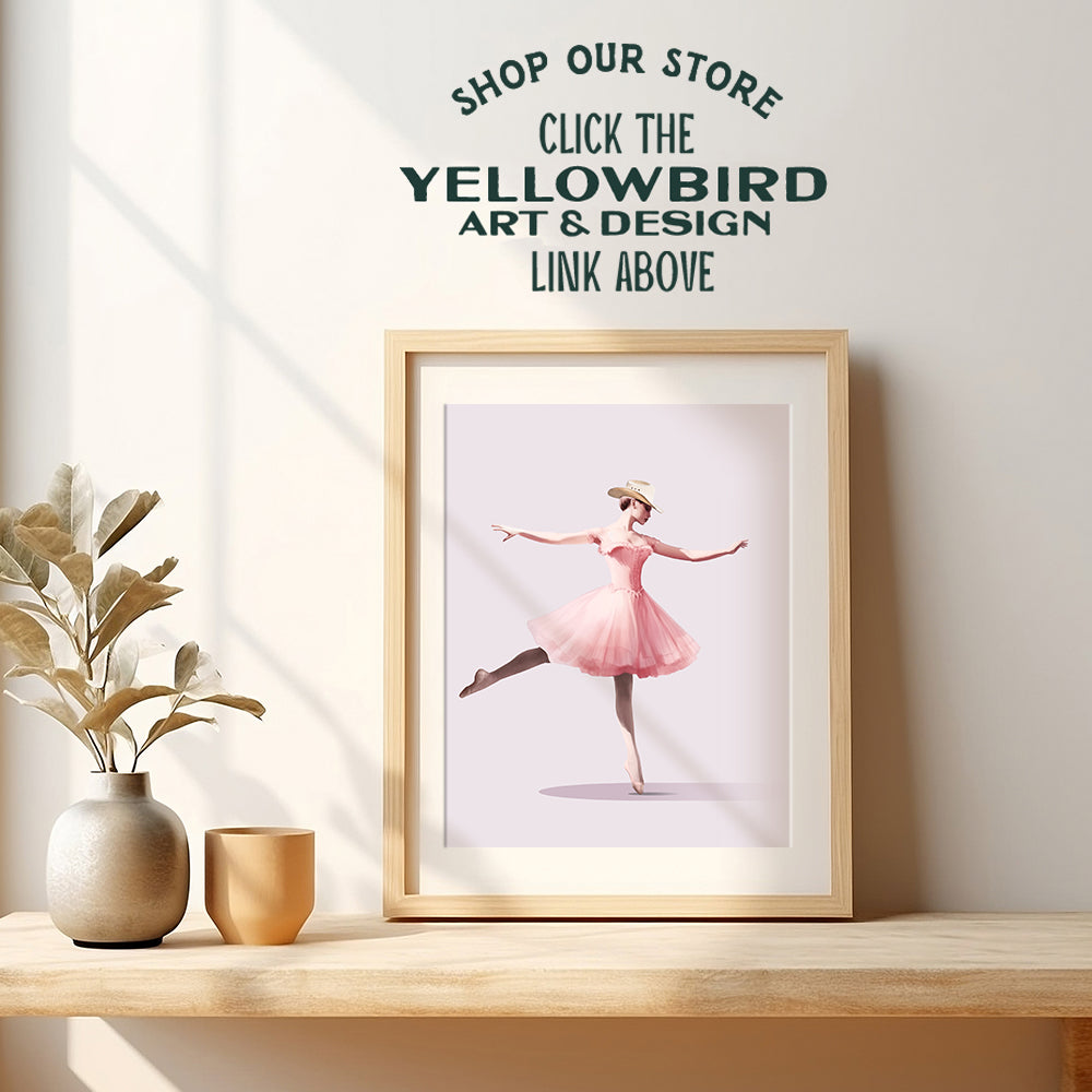 Cowgirl Ballerina Country Home Decor - Western Decor - Cute Girly Pink Teen Bedroom Decor - Country Living room Decor - Chic Wall Art -Dance Decorations - Room Decor for Women - Wall Decor Aesthetic