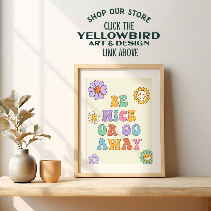 funny Trendy Wall Decor - Groovy Funky Wall Art - Boho-chic Wall Decor - Preppy Room Decor Aesthetic - Vintage Retro Wall Decor - 70s Pop art Wall Decor - Cute Fun small Home Office Decor for Women