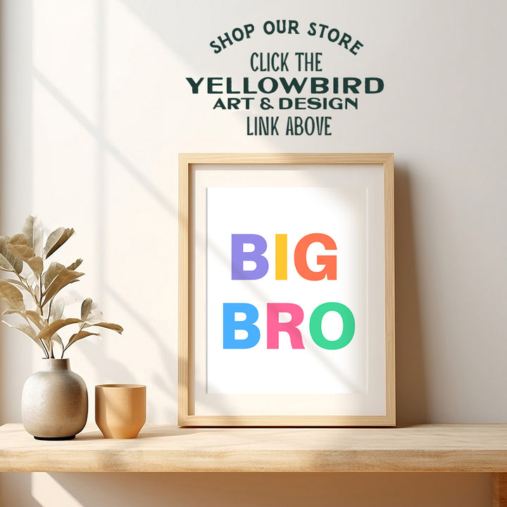 Big Bro Boys Bedroom Decor - Big Brother Gifts - Toddler Boys Room Decor - New Baby Shower Wall Decor - Family Room Wall Decor - Family Signs - Boy Room, Kids Room Wall Art - Playroom Home Decor