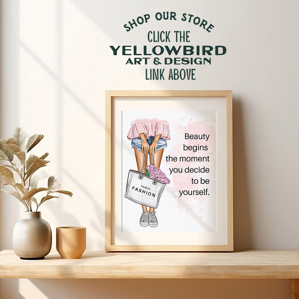 Positive Quotes Wall Decor for Women - Inspirational Quotes Wall Art - Glam Fashion Wall Decor - Motivational Wall Art For Designer Handbags Fan - Luxury Gift for Teens Bedroom, Girls Room