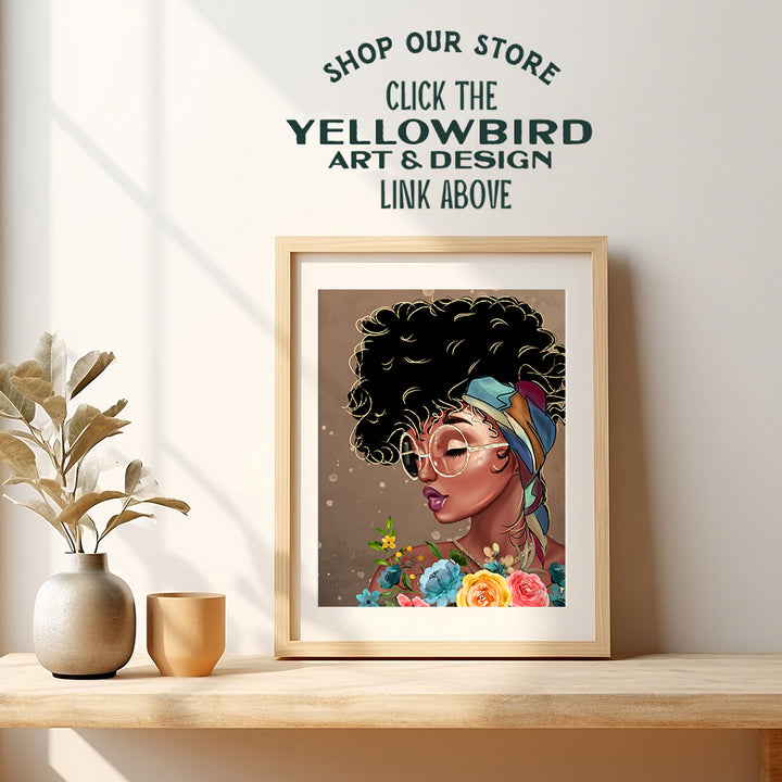 Black Women Wall Art & Decor - African American Girl Picture - Black Woman Poster Print - Bedroom, Living Room, Home Office, Bathroom - Cute Boho Inspirational Positive Motivational Best Friend Gifts