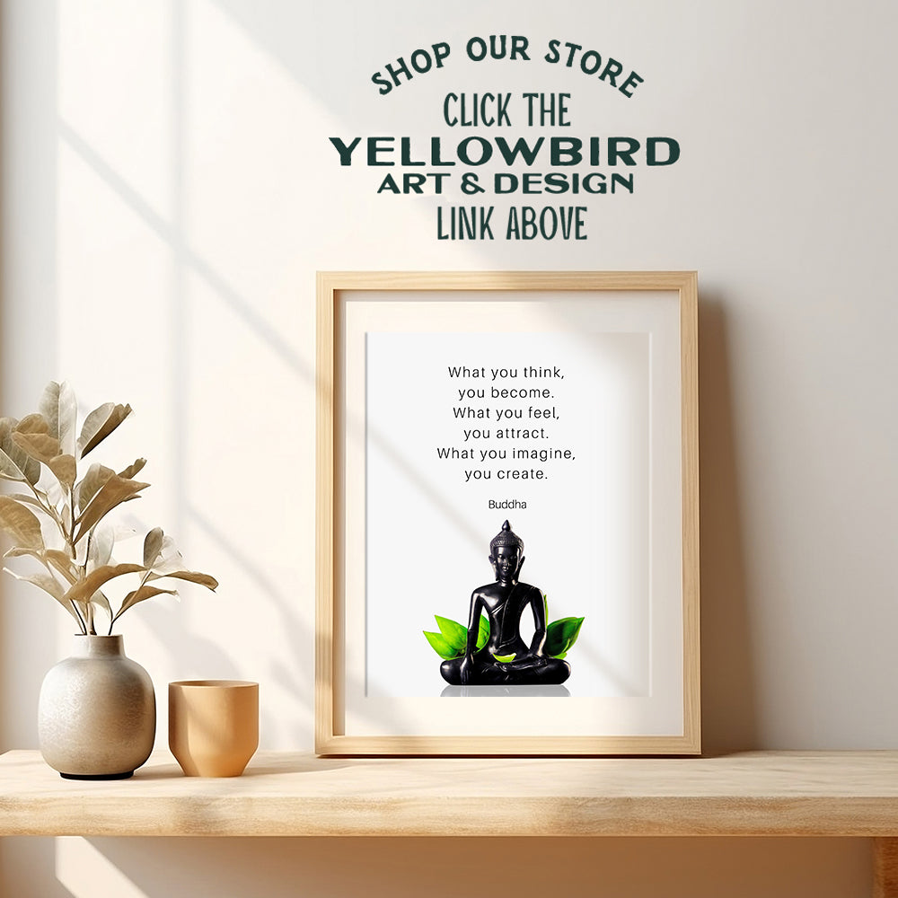 Buddha Quotes Wall Decor - Inspirational Quote Wall Art - Zen Meditation Decor - Buddha Statue Wall Art - Spiritual Gifts for Women, Men - New Age Spa Room Decor - Yoga Wall Art - Buddhism Buddhist