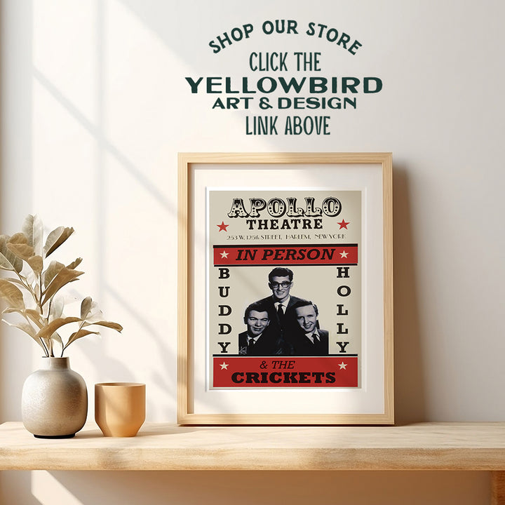 Buddy Holly Music Posters - 8x10 50s Decorations - Vintage Rockabilly Rock and Roll Bluegrass Music - Concert Posters - Music Studio - Recording Studio Wall Art - Man Cave Decor - Music Lover Gifts