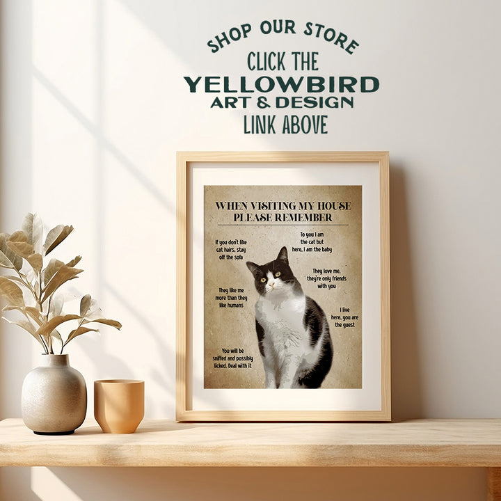 Cat Wall Art funny Sayings - Cat House Decor, Cat Stuff - Farmhouse Living room Cute Cat Decorations - Cat Themed Gifts for Women, Cat Lady - Cat Mom funny Quotes Wall Decor - small Apartment Cat Sign