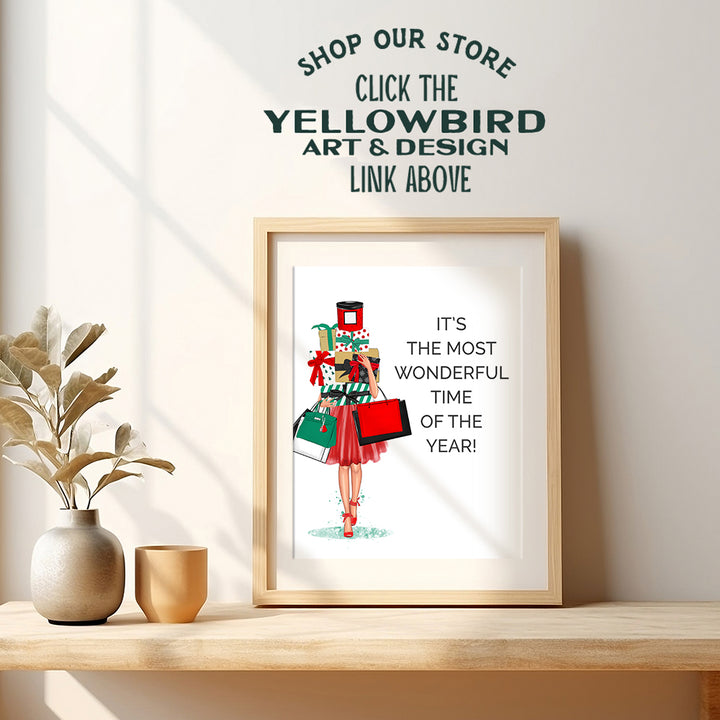 Yellowbird Art & Design Christmas Wall Decor - Xmas Wall Art - Holiday Decorations for Women - Cute Christmas gift Wall Art & Decor - Glam Wall Decor- Funny Christmas Decorations Poster 8x10 UNFRAMED