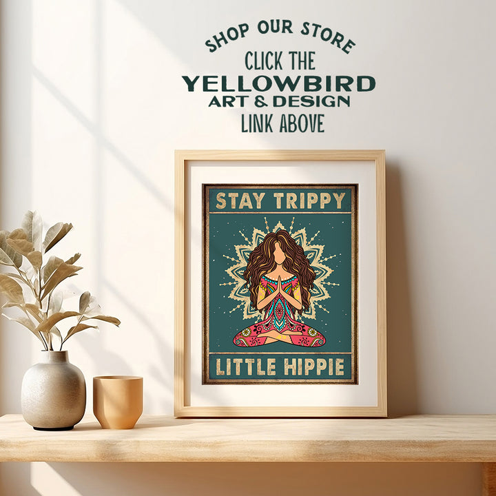 Trippy Wall Decor - Stay Trippy Little Hippie Wall Decor - Boho Wall Decor for Women, Girls - Hippie Room Decor - Bohemian Wall Art - Zen Decor - Meditation Gifts - Funny Sayings - Hippy Room Decor