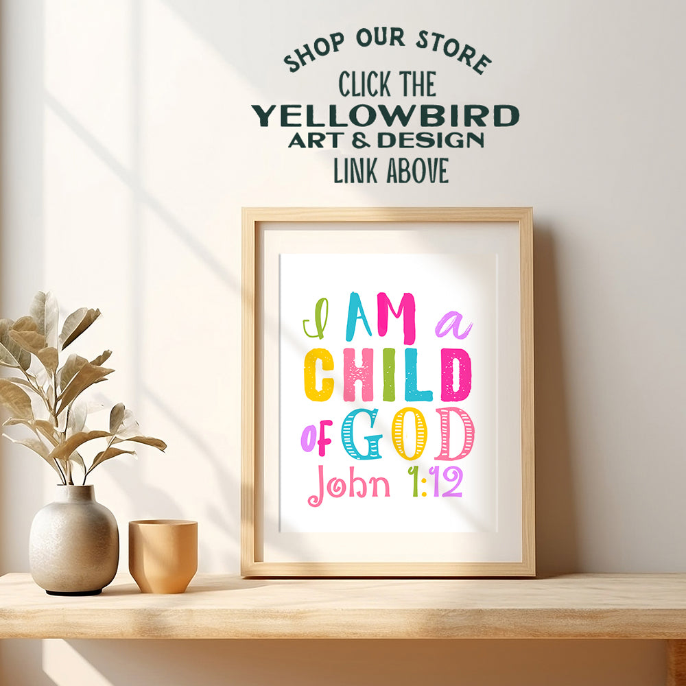 I Am A Child Of God Girls Room Decor - Religious Christian Wall Art - Little Girls Bedroom Decor - Toddler Girls Bedroom - Baby Girl Room - Girls Nursery Decor - Bible Verses Scripture Wall Decor