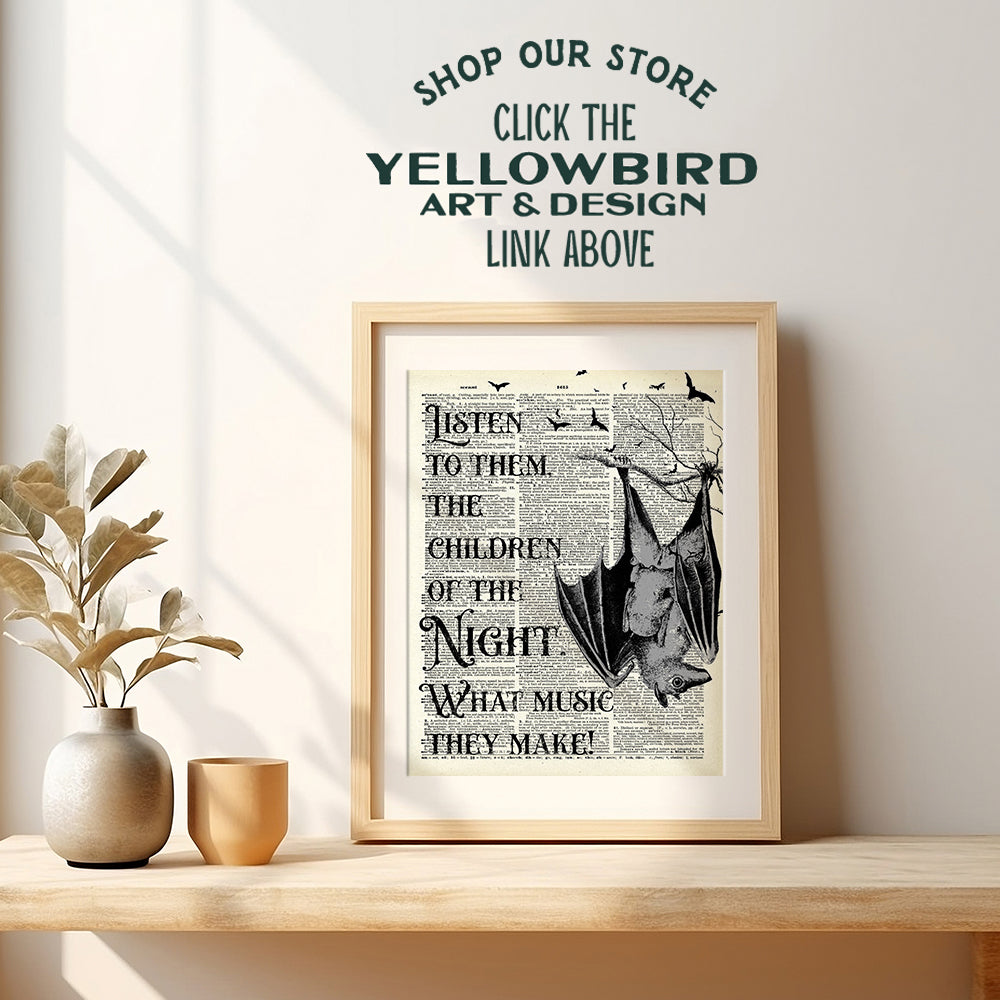 Vampire Bats Wall Decor - Dracula Bram Stoker Quote - Gothic Home Decor - Creepy Medieval Wall Art - Gift for Steampunk, Victorian, Renaissance Faire Fan - Vintage 8x10 Spooky Poster Print for Home