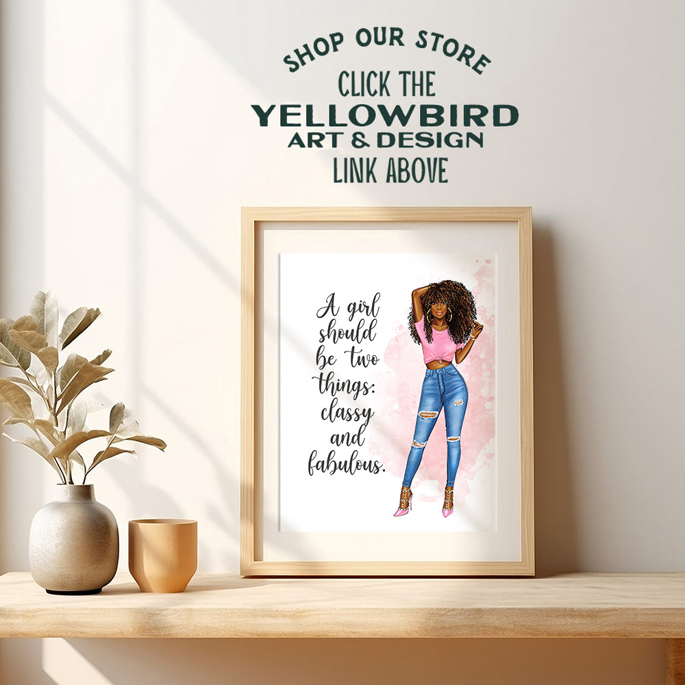 Inspirational Quote for Black African American Women - Glam High Fashion design Wall Decor - Couture Gift for Designer Shoes Fan- Luxury Wall Art - Home decoration for Bathroom, Girls Teens Bedroom