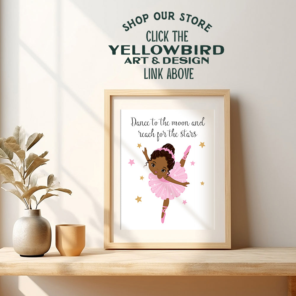 Black Wall Art for African American Girl Black Girl Gifts African American Girl Gifts - African American Wall Art - Afro Wall Art - Ballerina Wall Decor - African American Little Girls Room Decor 8x10