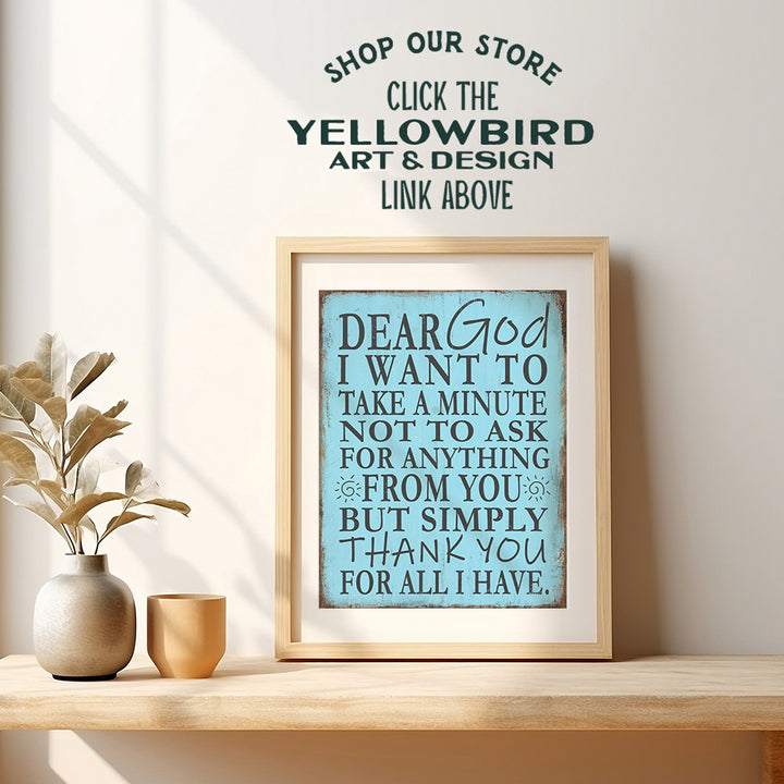 God Wall Decor - Religious Gifts for Women - Christian Gifts - Positive Catholic Wall Art - Inspirational Spiritual Quote - Church Decorations - Light Blue Decor - Grateful Wall Art - Faith Wall Decor