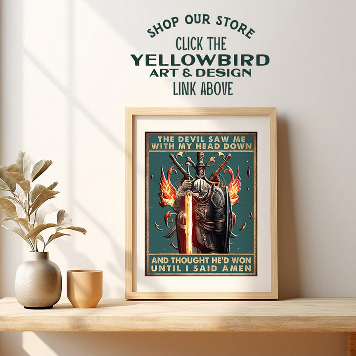 masculine Christian Wall Art & Decor - Religious Posters for Men - Christian Gifts for Men - spiritual Man cave Decor - Home Office Decor - Motivational quote - Bible Verse Scripture God Wall Decor