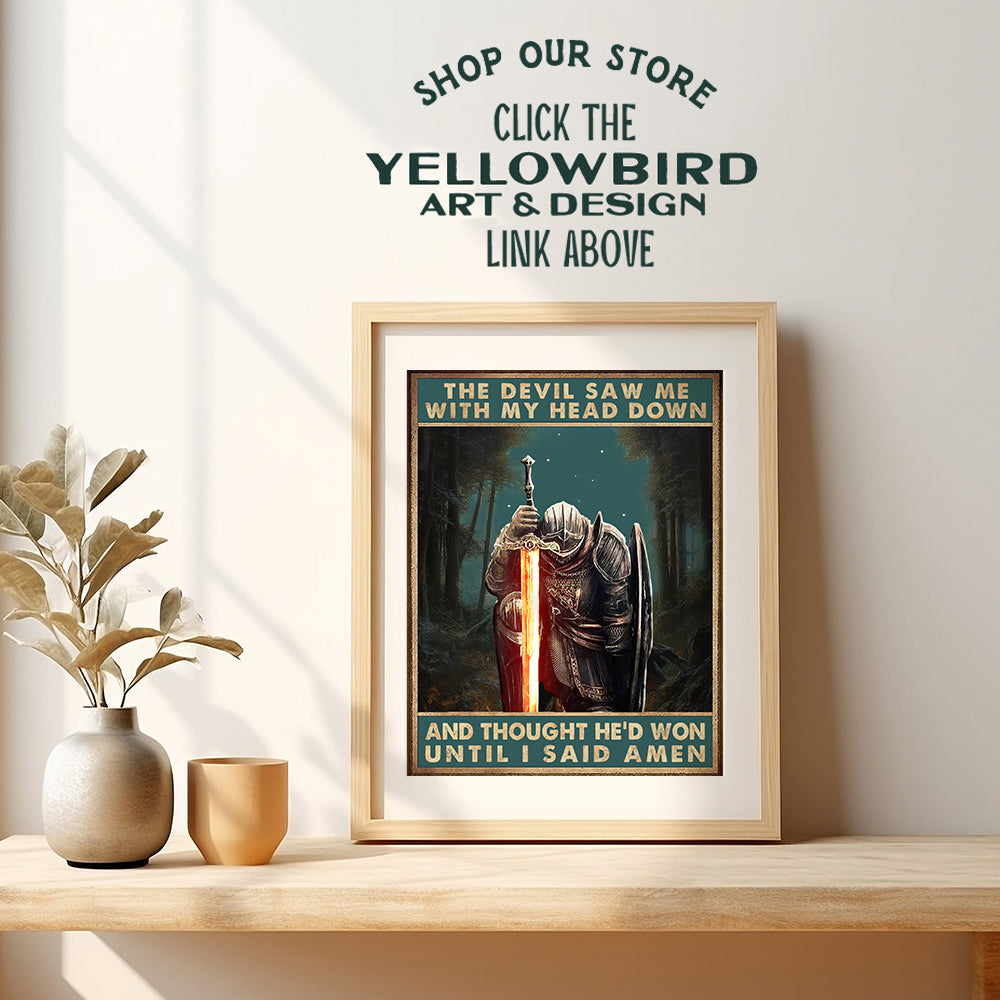 masculine Religious Wall Art for Men - Christian Wall Art & Decor Poster - spiritual Motivational quote - Man cave Home Office Decor - inspiring Christian Home Decor - positive Encouraging Wall Decor