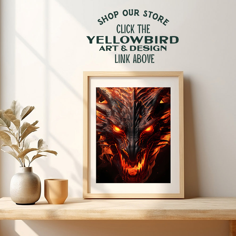 Dragon Wall Decor - Sci Fi Wall Art - Wall Decor for Men - Boys Room Decor, Man cave Decor - Video game Room Decor, Gaming Gamer Room Decor, Dorm Room Decor- Dragon Decorations - Fantasy Gamer Gifts