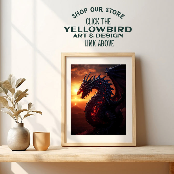 Sci Fi Dragon Wall Art - Dragon Wall Decor - Video Game Room Decor, Gamer Room Decor, Gaming Room Decor - Dorm, Man cave, Boys Bedroom, Teen Boys Room Decor for Men - Fantasy Decor - Posters for Men