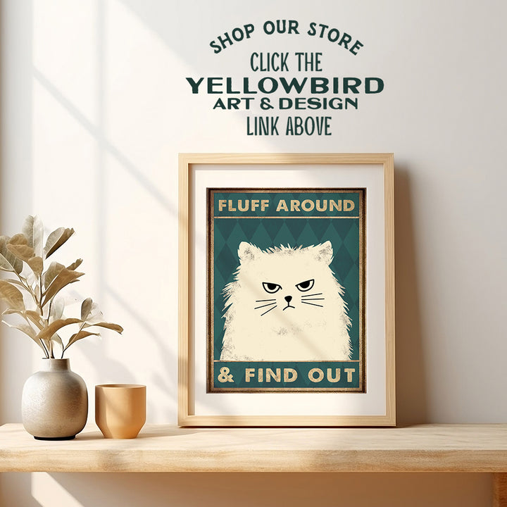 Cute Cat Stuff funny Quotes - Sarcastic Cat Wall Art - Cat Mom funny Wall Decor - Cat Poster funny Sayings - Kitty Cat Wall Decor - funny Cat Gifts for Women, Cat Dad - Cat Themed funny Wall Art