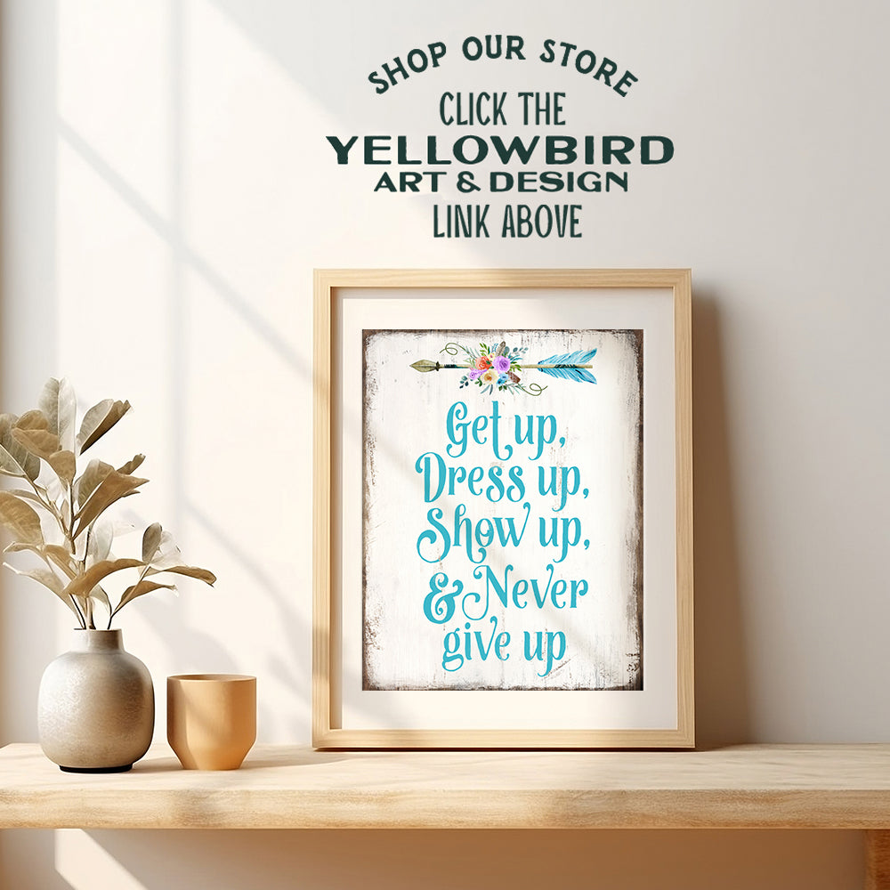 Inspirational Wall Art - Uplifting Encouragement Gifts for Women - Bohemian Motivational Wall Decor - Light Blue Boho Wall Art - Positive Quotes - Sayings for Wall Decor - Rustic Arrow Wall Decor