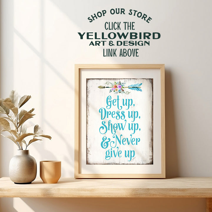 Inspirational Wall Art - Uplifting Encouragement Gifts for Women - Bohemian Motivational Wall Decor - Light Blue Boho Wall Art - Positive Quotes - Sayings for Wall Decor - Rustic Arrow Wall Decor